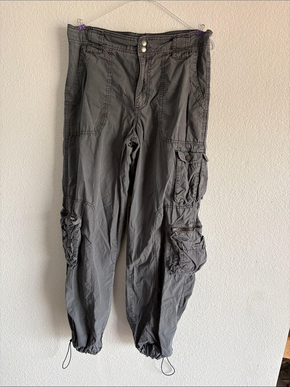 Garage Women's Charcoal Gray Cargo Pants with Multiple Pockets
